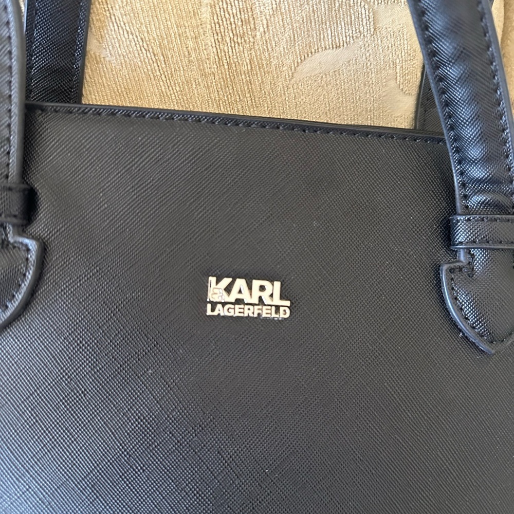 Karl Lagerfeld Black Saffiano Leather Tote